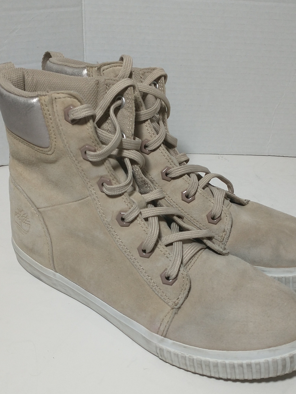 Timberland High Top Suede Skylar Sneaker Boot, Cream / White, Size Women's 8.5